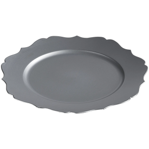 แผ่นชาร์จโลหะสีเงินหรูหราพร้อมขอบสไตล์บาโรกสแกลลอปตกแต่ง - Product Image 3