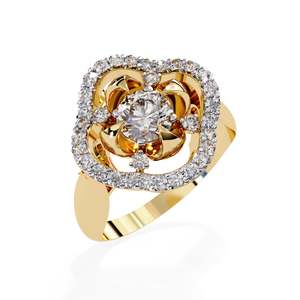 แหวนเพชรเลี้ยงในห้องปฏิบัติการทรงกลม ดีไซน์ลายดอกไม้ ATYANTA JEWELS - Product Image 5