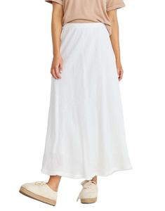 Falda para Mujer Relax Mood, Nuevo Estilo, Silueta Fluida, Cintura Elástica, Abertura Lateral, 100% Lino, Diseño en Línea A - Product Image 1