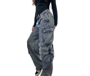 Fashionable New Style Women Jeans <b>Pant</b> Trousers Casual <b>Cargo</b> Boyfriend Denim Wide Leg <b>Pants</b> Jeans for Winter Summer Spring - Product Image 3