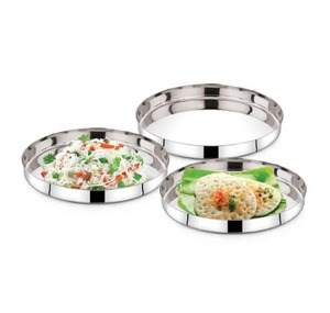 จานกลมทำจากสเตนเลสสตีลสำหรับงานปาร์ตี้ร้านอาหารและบ้านสำหรับของขวัญจานโลหะ - Product Image 1