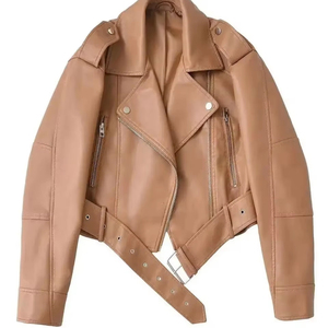 Manteau d'hiver pour femmes avec veste en cuir de style explosion Nouvelles dames Short Denim Lapel Outwear Fashion Trend Tops - Product Image 1