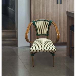 Set di 10 Sedie da Giardino Contemporanee in Metallo e Rattan con Finitura Effetto Legno Massello - Product Image 5