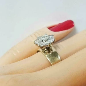 Women's 925 Silver 1.20Ct Cut Moissanite Cluster <b>Vintage</b> Engagement <b>Ring</b> Rose <b>Gold</b> <b>Gold</b> Plated Prong Setting Wedding Tishya - Product Image 1