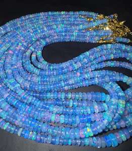 Cuentas Redondas Lisas de Ópalo Etíope Color Azul Paraiba, Hechas a Mano, Certificadas por Terceros, Gemas TASBIYA, Listas para Enviar - Product Image 3