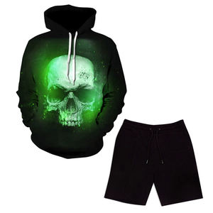 Sublimado de lana de poliéster, diseño personalizado, chándal de moda, ropa de entrenamiento deportivo, ropa informal para Fitness, conjuntos de pantalones cortos con capucha - Product Image 1