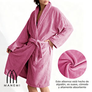 Albornoz Unisex 100% Algodón con Cinturón, Cuello en V, Mangas Anchas, Dos Bolsillos - Toalla de Baño Suave y Absorbente y Tapete para Bañera - Product Image 5