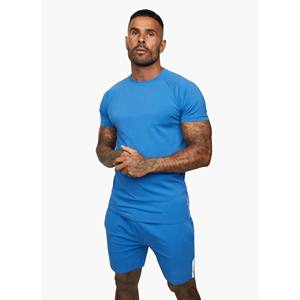 2024 Royal Blue 100% Cotton Slim Fit <b>Twinset</b> Breathable Short Sleeves Crew Neck T-Shirts and Shorts Winter Tracksuits Set - Product Image 3