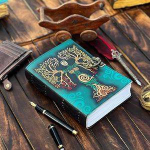 QOPTUM CRAFTS personnalisé à la main A5 taille carnet de croquis impression UV coton papier pleine fleur en cuir relié Journal pour mariages Diwali - Product Image 1