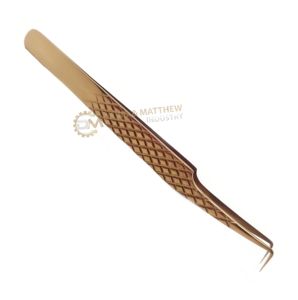 Pinzas de pestañas de volumen de 90 grados de etiqueta privada, aplicador alto, extensión de pestañas de acero inoxidable de oro rosa, herramientas de belleza puntiagudas - Product Image 5