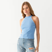 Blusa de punto para mujer Verano sin mangas Transpirable Punto acanalado Camiseta de punto de alta calidad Body Personalizable Servicios OEM