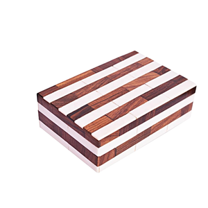 Caja de almacenamiento de madera multiusos con nuevo diseño de incrustaciones de Chevron Almacenamiento de joyas artesanales naturales fabricado en India - Product Image 2
