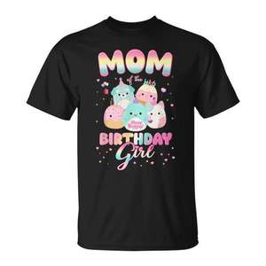 T-shirt Mom Of The Birthday Girl, design Squish Squad, noir, taille adulte - Product Image 1