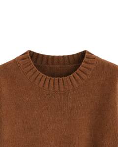 Ensemble deux pièces pour femmes, pull en tricot marron et pantalon large, tenue décontractée confortable pour l'hiver, pour la maison, les voyages et le quotidien - Product Image 5