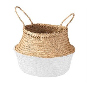 Panier d'herbe de mer naturelle de luxe moderne en bambou pour linge de salle de bain ou vêtements de table - Product Image 6
