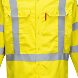 Camisa de algodón de manga larga para hombre, camisa con bolsillo izquierdo y derecho, ignífuga, 2023 - Product Image 4