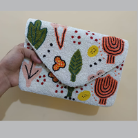Tas Selempang Bordir Manik-Manik Buatan Tangan Trendi untuk Wanita, Vintage Bohemian Tahan Air, Kancing, Pesta, Kasual