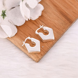 Pendientes de Plata de Ley 925 Hechos a Mano con Diseño Étnico, Joyería Fina Personalizada, Aro de Plata Simple para Bodas, de Fábrica - Product Image 3