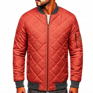 Ostriya V-neck Canvas Polyester/Cotton <b>Men's</b> Bomber <b>Jacket</b> <b>Long</b> Sleeves Front Custom Winter Warm Quick Dry Heat-Transfer - Product Image 1