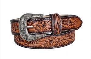 Ceinture en cuir de vache argentin vintage tendance, faite à la main et ciselée à la main, boucle en acier durable et résistante pour les aventures en plein air - Product Image 2