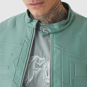 Veste en cuir PU pour hommes avec col montant Design entièrement personnalisé pour les collections d'hiver Look beau - Product Image 5