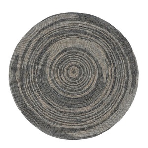 Tapis rond en jute naturel tissé à la main au design tressé de Bohème personnalisé Tapis de sol en peluche motif abstrait pour le salon - Product Image 1