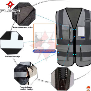 Chaleco de Seguridad con Tiras Reflectantes, Ropa de Trabajo Multifuncional para la Construcción, Bolsillos, Personalizable, Alta Visibilidad Nocturna, ANSI/EN ISO CLASE 1 - Product Image 2