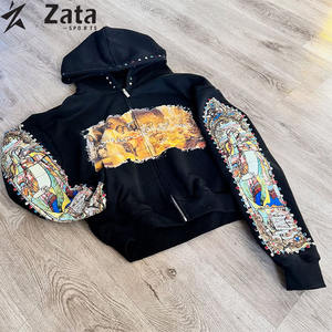 Fabricant de vêtements de streetwear décontractés pour hommes, personnalisés, d'hiver, à capuche, vintage, délavés à l'acide, écologiques, respirants - Product Image 3