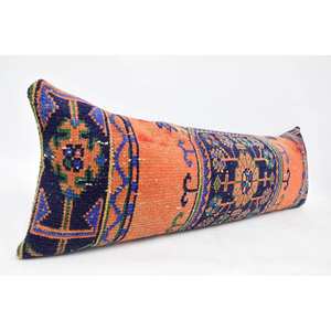 Multicolor Bohemian Kantha Patchwork Wool Pillow 16x48 Inch <b>Vintage</b> Floral Embroidered Woven Portable for <b>Bedding</b> Sofa Use - Product Image 3