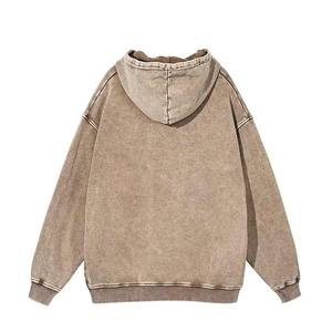 เสื้อมีฮู้ดผู้ชายสไตล์วินเทจฟอกสีผิวแบบปักลายกรดแบบสวมหัวสำหรับฤดูหนาว - Product Image 4