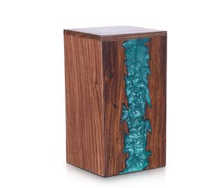 Handcrafted Wooden Urn <b>Box</b> with Rosewood Green Resin Design Unique Keepsake for Ashes Handmade Cremation <b>Memorial</b> - Product Image 4