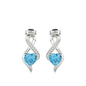 Jeulia Rose Gold Sterling Silver Custom Twist Heart <b>Stud</b> <b>Earrings</b> with Opal Diamond <b>Emerald</b> - Product Image 1