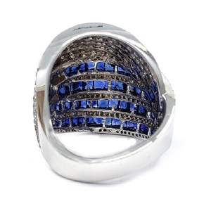 Fine Jewelry New Arrival Best Quality Platinum <b>White</b> Gold Natural Brown Diamond & Sapphire Cluster Rings For Gift - Product Image 3