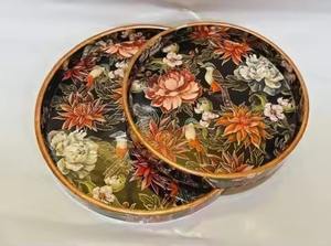 Wooden Decorative Serving Tray With Enamel <b>Print</b> For Dining And Living Room - Product Image 3