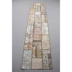 Vintage Turkish Rug 2,1x8,6 ft (63x261 cm), <b>Brown</b> <b>Wool</b> Rug - Product Image 1