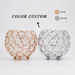 Bougeoir rond décoratif en cristal et en métal, finition dorée, idéal pour la décoration de chambre à coucher, les fêtes et les occasions spéciales, en provenance d'Inde - Product Image 6