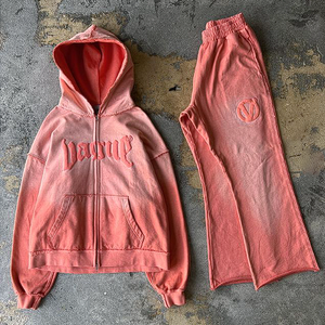 ชุดวิ่งออกกำลังกายสำหรับผู้ชายชุดวอร์ม2ชิ้นแบบรูดซิปมีฮู้ดและกางเกงวิ่งชุดวอร์มพิมพ์ลายพัฟออกแบบได้ตามต้องการ - Product Image 5