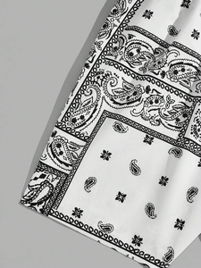 Pantalones cortos estampados de tendencia para hombre, bolsillos estampados, cintura elástica, Hip Hop, algodón Vintage, pantalones cortos de lavado ácido personalizados para hombre - Product Image 3