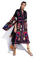 Robe longue brodée 100% coton décontractée pour les vacances, style bohème, abaya, musulman, arabe, été 2022