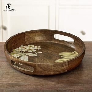 Manijas de bandeja de madera rústicas modernas hechas a mano para bebidas de desayuno que sirven decoración del hogar precios al por mayor para Bodas de Ramadán Diwali - Product Image 2