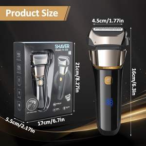 Afeitadora Eléctrica Recargable 2 en 1 para Hombre, Uso en Seco/Húmedo, Resistente al Agua, Recortadora de Barba, Pantalla LCD, Afeita Cuerpo y Rostro, Clasificación IPX7 para Uso en Autocaravanas - Product Image 1