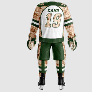 ชุดกีฬาโพลีเอสเตอร์สำหรับผู้ชายชุดยูนิฟอร์มฮ็อกกี้น้ำแข็งดีไซน์ตามสั่งพิมพ์ชื่อทีม OEM ลายเปล่า - Product Image 5