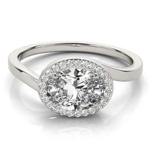 แหวนหมั้นเพชรสไตล์ตะวันออกตะวันตกทรงรีสำหรับผู้หญิง/ผู้หญิง - Product Image 3