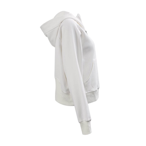 OEM service fabriqué en usine bas prix femmes demi fermeture éclair décontracté couleur blanche sweats à capuche à la mode élégant sweats à capuche pour femmes - Product Image 3