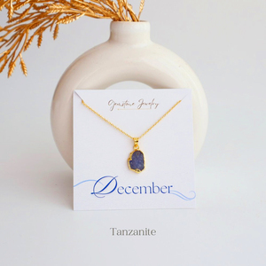 Collier avec pendentif en Tanzanite naturelle brute plaqué or 24 carats, breloque personnalisée, pierre de naissance de décembre - Product Image 1
