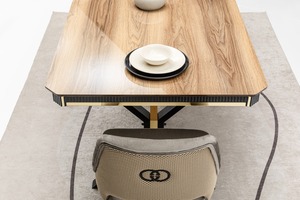 Ensemble de salle à manger moderne convertible en acier inoxydable 1 table 6 chaises pour appartement hôtel villa - Product Image 3