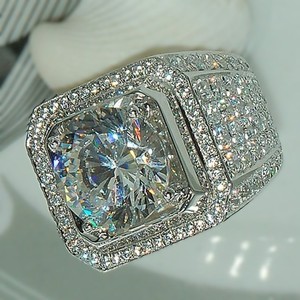 Bague de mariage religieuse en argent 925 avec diamant Moissanite VVS, personnalisée, sertie de pierres, pour homme - Product Image 2