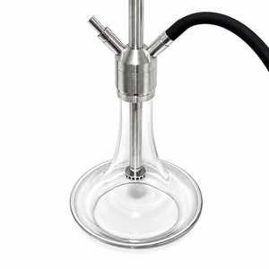 Ensemble de pipe à eau en acier inoxydable de qualité supérieure avec base en verre, un seul tuyau, finition argentée, boîte cadeau pour la vente en gros - Product Image 5
