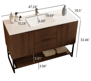 Muebles de Baño Modernos Color Nogal, Impermeables, de Melamina MDF+PVC de Alta Gama, Resistentes a la Humedad - Product Image 5