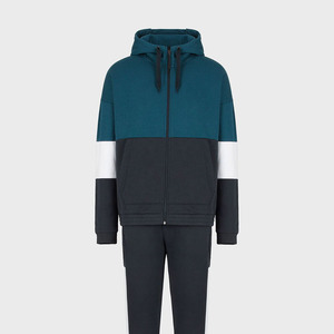 Sweat-shirt zippé pour hommes couleur rose unie personnalisé en polaire de coton coupe ajustée sweats à capuche et pantalons amples survêtements pour hommes - Product Image 5